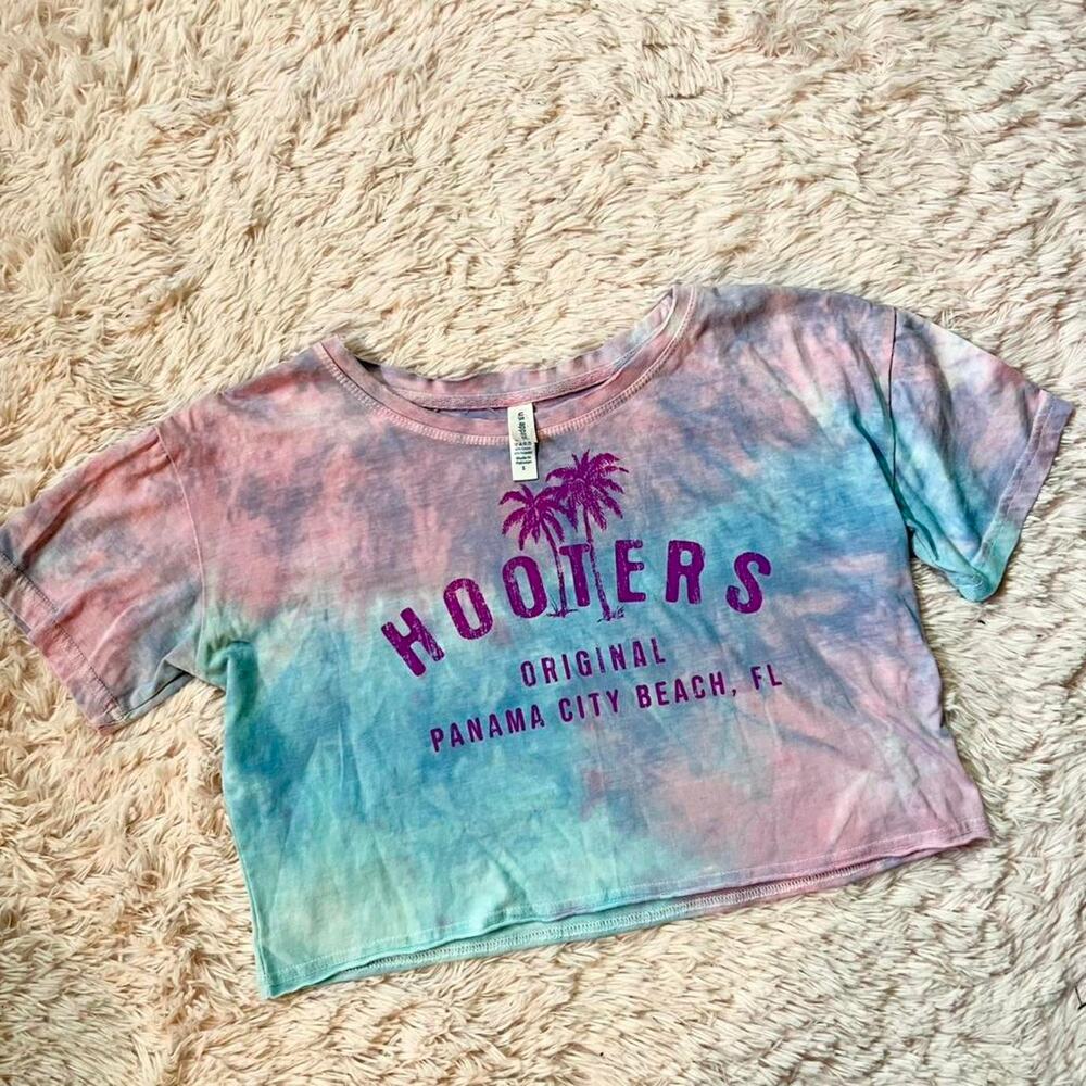 Hooters Original Tie-Dye PCB Vacation Sexy Flirty‎ Y2K Preppy Cute Boxy Crop Top